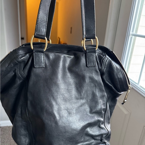 Yves Saint Laurent Black Shoulder Bag with Gold Details - Picture 2 of 3
